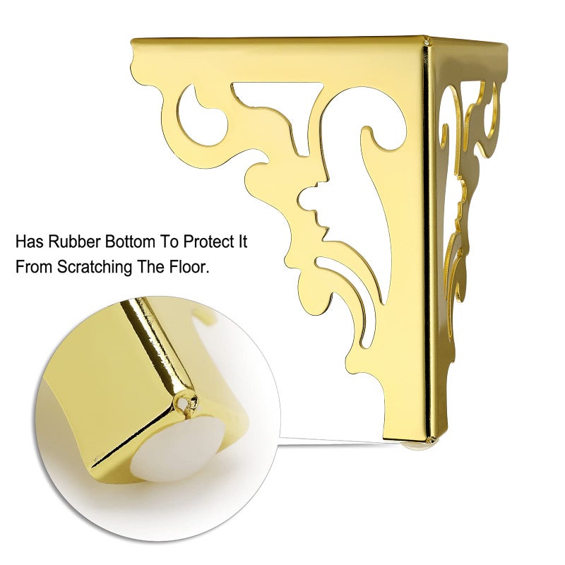 OwnMy 4pcs Metal Furniture Legs Feet, Modern Sofa Cabinet Legs for Repair & Restoration of Dresser, Wardrobe, Tea Table, Worktop Shelves Bed, Weight Capacity of 550 lbs Per Leg (Gold, 15cm/6inch) - Image 4